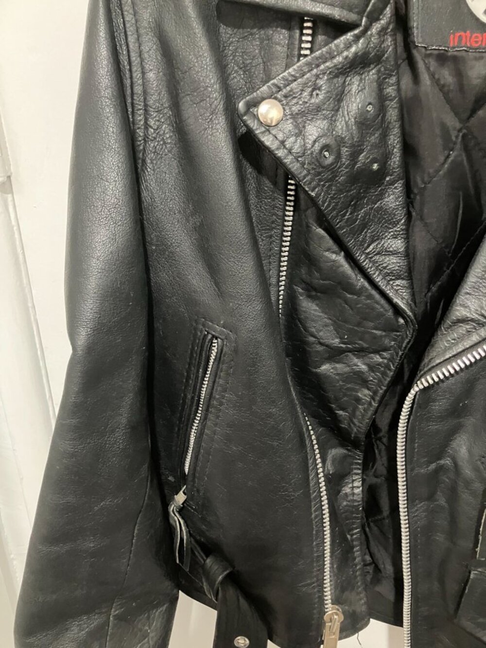 New Age International Women's Vintage Leather Biker Jacket, Black, Size 38, Punk - Picture 3 of 5